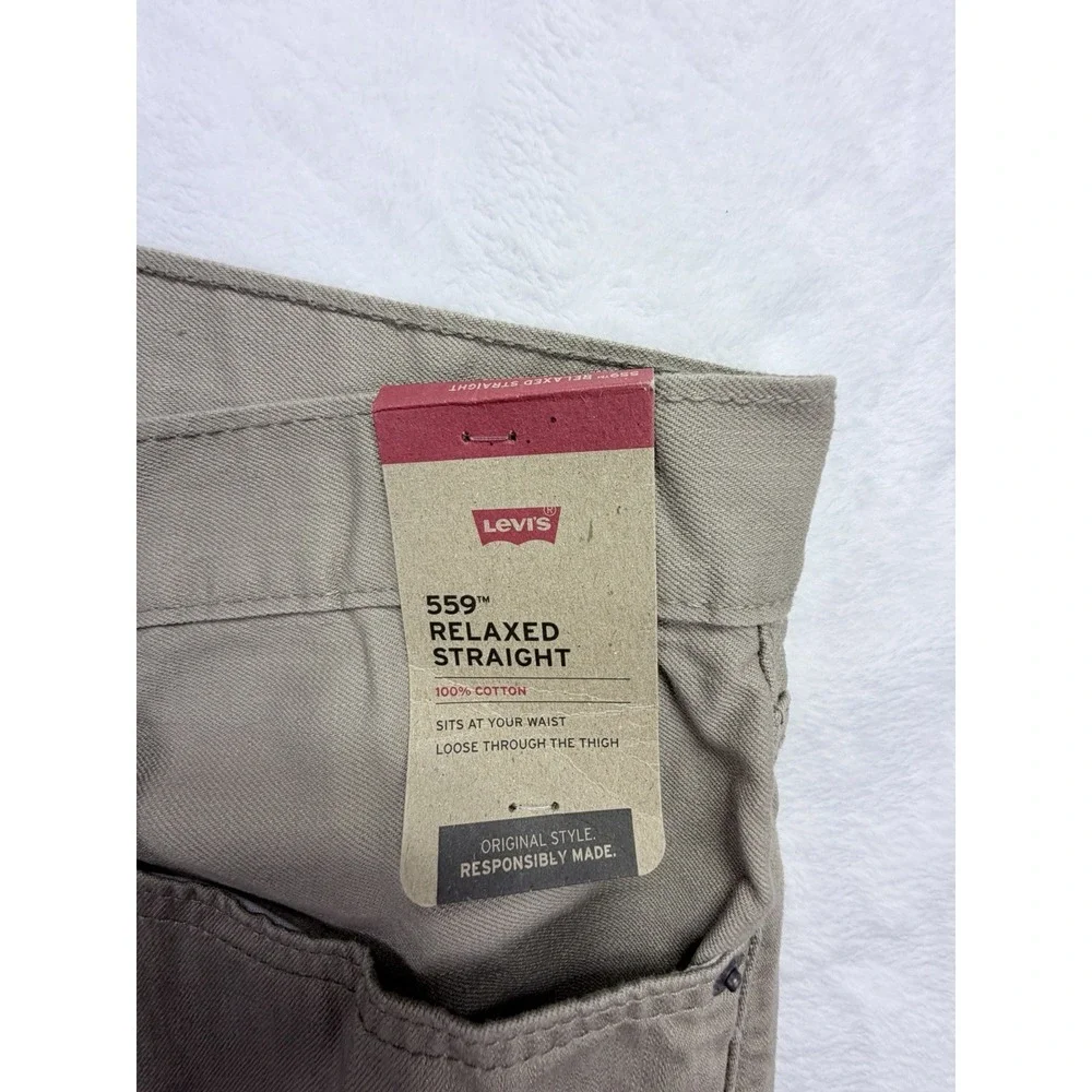 Levi's 559 Men's Relaxed Straight Fit Twill Jeans 36X32 Khaki Brown 100% Cotton